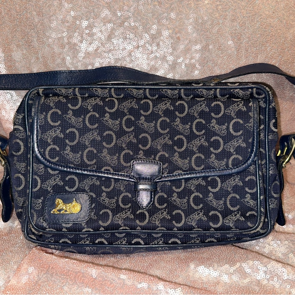 Chloe Blue and Gold Patterned Messenger Bag